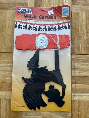 Vintage 90s Halloween Decor Witch Streamer Garland Retro Party NOS In Package